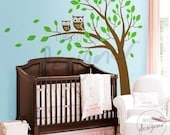 Tree Wall Sticker Wall Decal Nursery Decal - Owls on Big Tree Decal - dd1039
