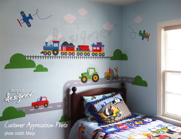 Transportation Wall Decal - children Wall Decals - Train, Airplane, Truck, Car wall decal - Wall Sticker dd1065