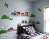 Transportation Wall Decal  - Car, Truck, Train, Airplane wall decal- Wall Sticker- wall mural - dd1065