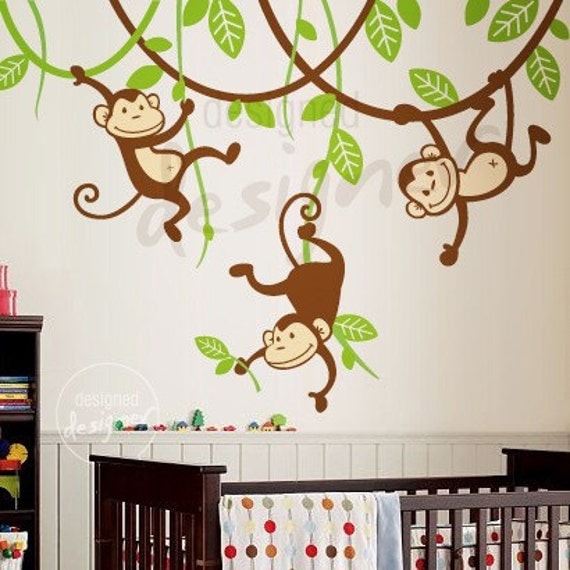 Children Wall Decal Wall Sticker Nursery Wall Decal - Monkeys Wall Decal  dd1049