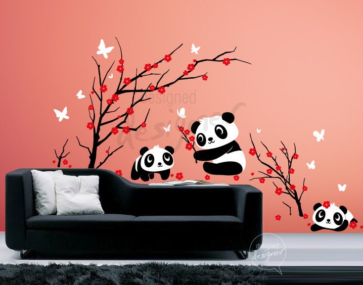 Kid Wall Decal Wall Sticker - Pandas Wall Decal dd1059