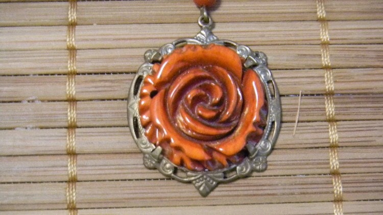 Carnelian Gemstone necklace Carnelian necklace Multistrand necklace Carved rose pendant