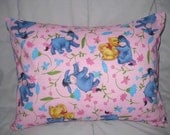 One Childrens Pillow Removeable Cover 12 x 16 in Pooh and Eeyore Spring Flowers - Pink, Turquoise, Blue, Green, Red and Yellow