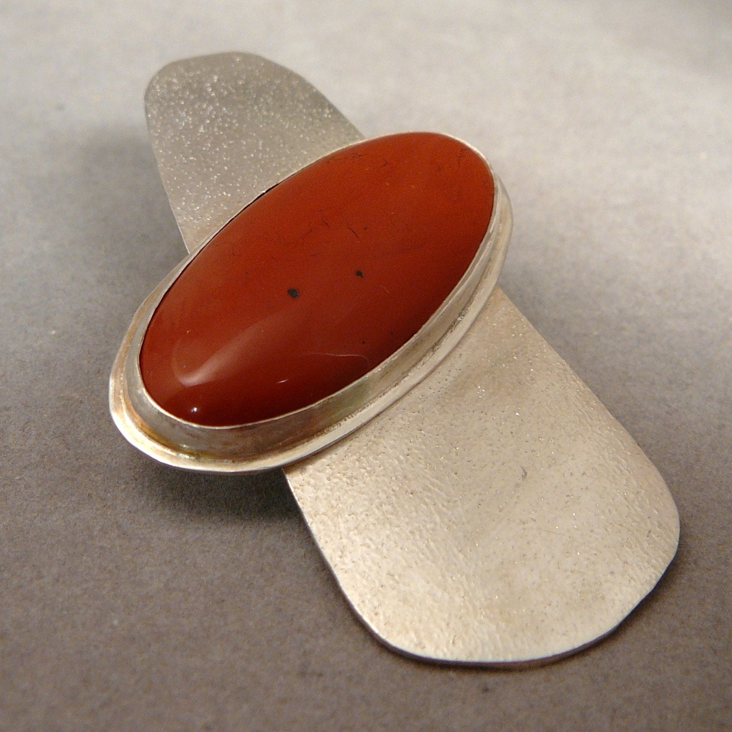 Red jasper and sterling silver pendant