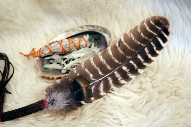 Feather smudge wand