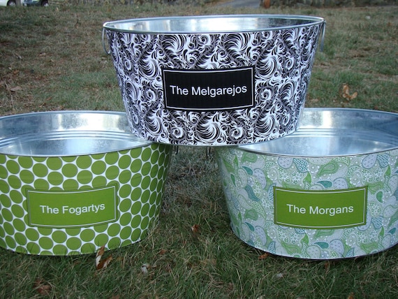 Design Your Own Personalized Party Tub- round galvanized Willow toybin