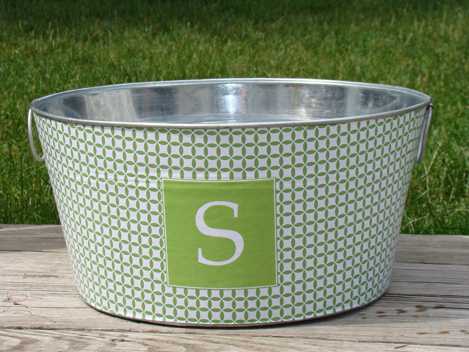 Design Your Own Personalized Party Tub- round galvanized Willow toybin