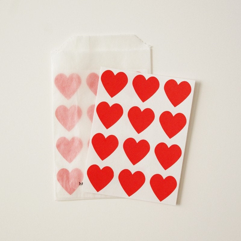 Valentines Day Red Heart Envelope Seal Stickers - Set of 24