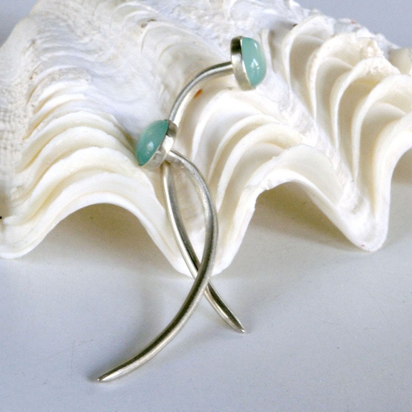 Elegant Chalcedony 12 / 10 / 8 / 6 Gauge Sterling Silver Talon Earring Piercing