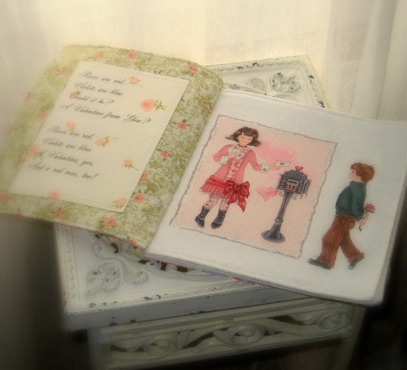 Fabric Holiday Poem Book with Vintage Style Illustrations  - Can be Personalized - Gift under 50 - by FrivolTees
