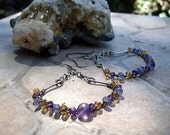 Earrings with Amethyst, Tanzanite and Hessonite Garnet in Sterling Silver