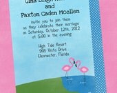 Semi-Custom Illustrated Flamingo Wedding Invitation DIY PRINTABLE