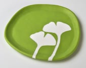 appetizer plate - ginkgo leaves in chartreuse green - home decor