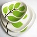 set of 3 ceramic dishes - leaves in chartreuse green - ceramic and pottery