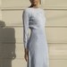 SALE---Vintage 1970s Periwinkle Blue Embroidered Knit Sweater Dress XS/S