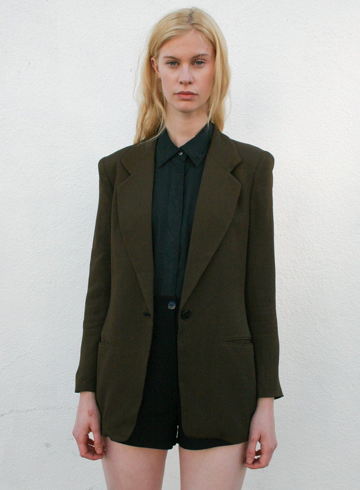 Vintage 1980's Cocoa Checker Print Tailored Blazer XS/S