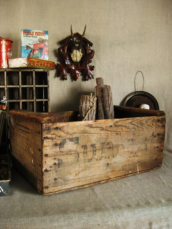 Antique Sunkist Wooden Orange Crate Farmland Chic by wilshepherd