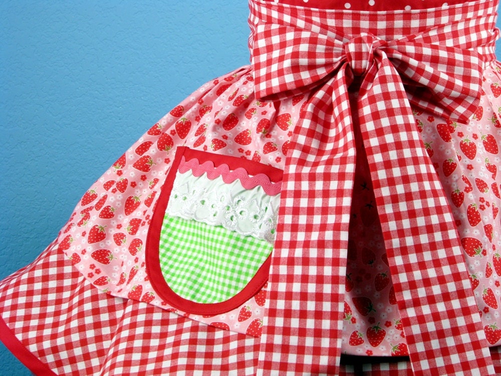 Strawberry Shortcake Baby Doll Womens Apron -- Made to Order