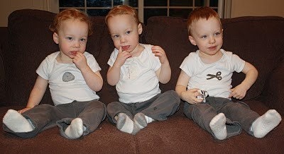 Rock, Paper, Scissors TRIPLET Onesies Set , Great Shower gift for TRIPLETS or siblings