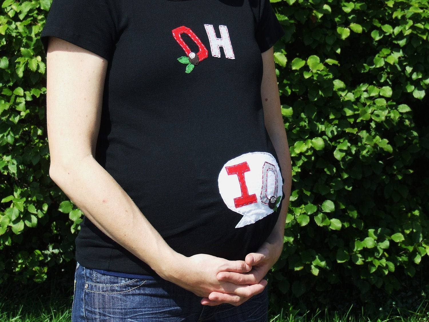 Maternity Mommy OH and baby IO handsewn tshirt, Great gift for a BUCKEYE mom-to-be