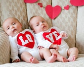 Valentine's Day LO-VE Twin Onesies Set , Great gift for Twins or siblings, the ORIGINAL lo-ve twin set, - twinzzshop