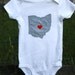 OHIO Love, State of Ohio bodysuit with heart, great baby shower gift, father's day gift for new dad