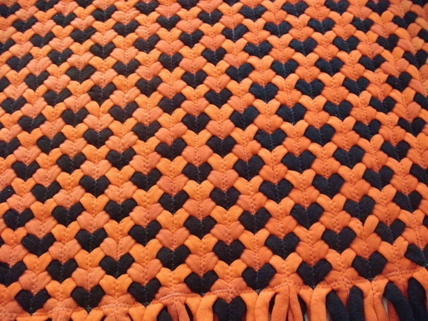 SALE "ready to ship" 22"x32" orange with black bat rug made from recycled t-shirts