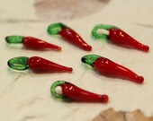 30pcs - Small Red Chilli Pepper Glass Beads