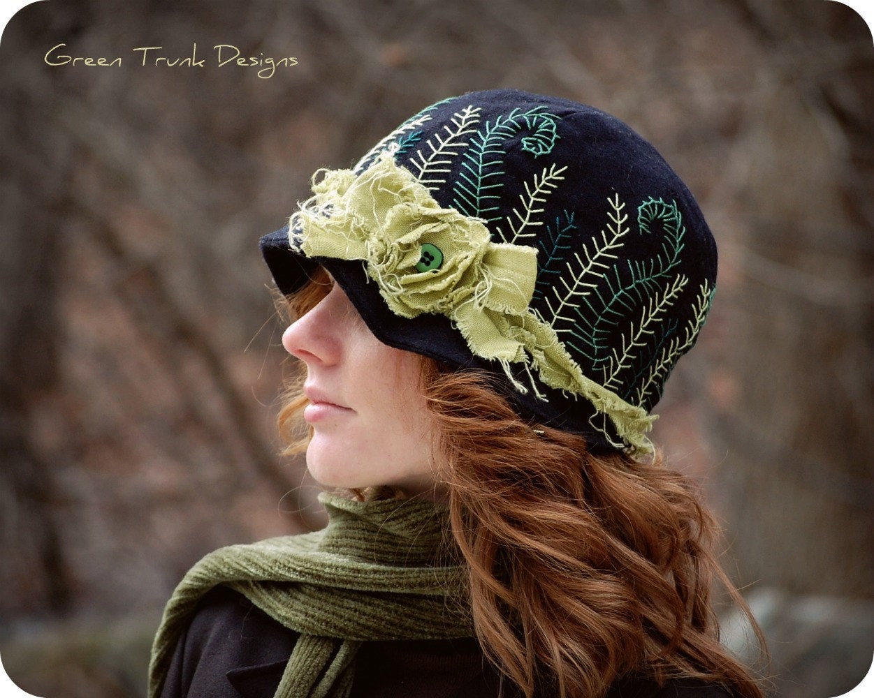 Midnight Fern Cloche Hat