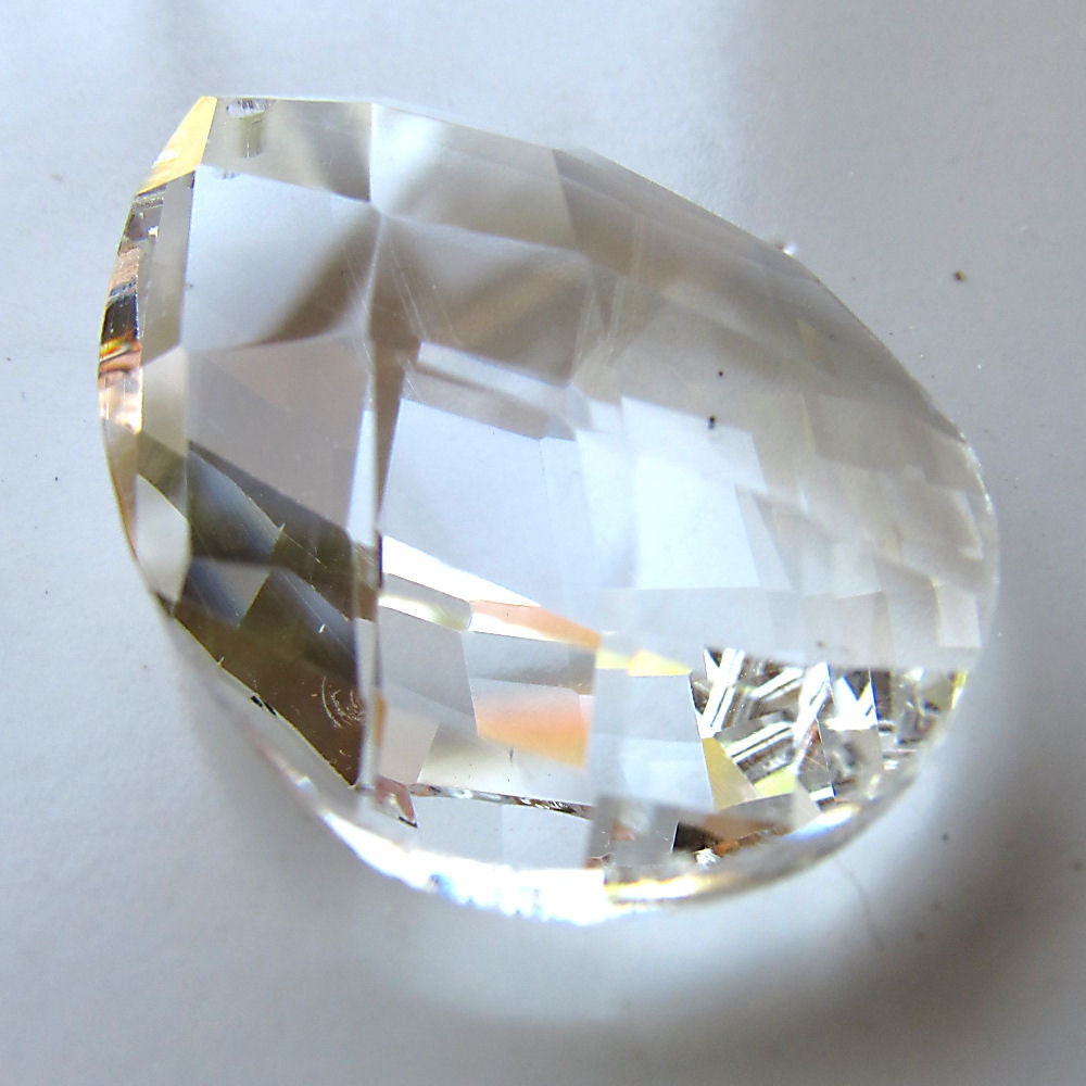 Crystal Glass Pendant 38 x 24mm Clear Faceted Lead Safe Teardrop - 1 Piece