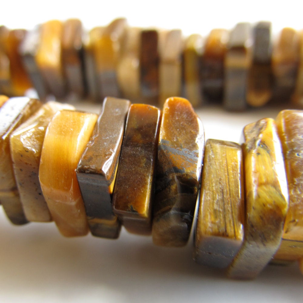 Tiger Eye Beads 10 x 4mm Smooth Chatoyant Golden Brown Tigereye Squared Plates - 20 pieces