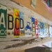ALPHABET sign for a pre school or nursery on BEAUTIFUL barn wood upcycled licnse plate art