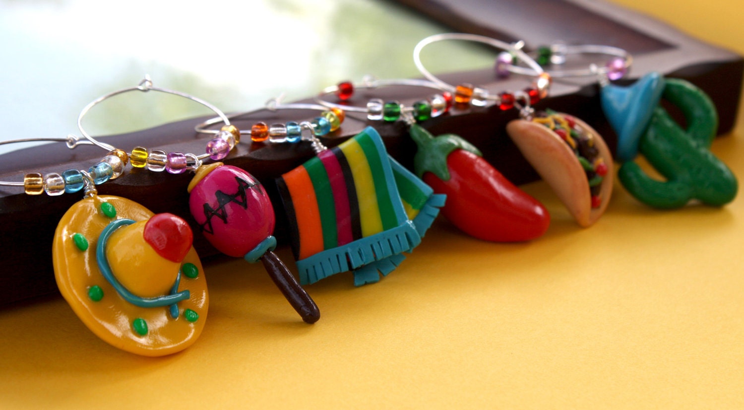 Mexican fiesta wine charms Cinco de Mayo