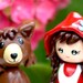 Little red riding hood and wolf cake topper figurine