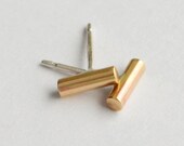 Stud Earrings - Brass Bar Studs - Sterling Silver Posts - Nickel Free