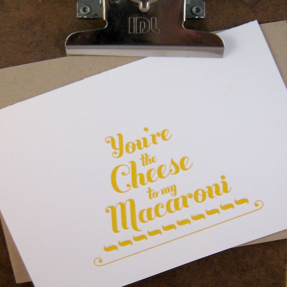 mac n cheese letterpress card