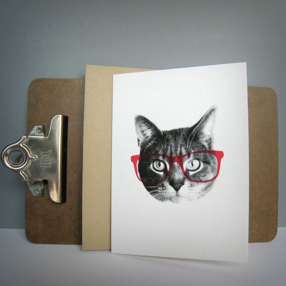 gee whiskers series: pink nerd notecard