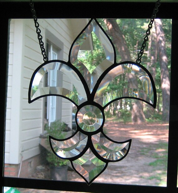 Fleur de Lis Stained Glass Window Panel by PeacocksStainedGlass