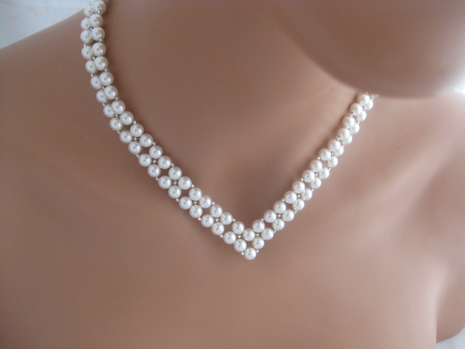 Bridal Jewelry V Necklace Pearl Necklace Swarovski Pearl Wedding Jewelry