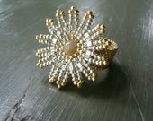Silver and Gold Flower Ring