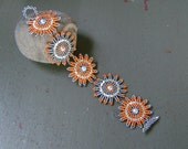 Orange, Silver and Grey Sunburst Bracelet