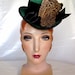 The Florence - Mini green velvet Top Hat bird wing
