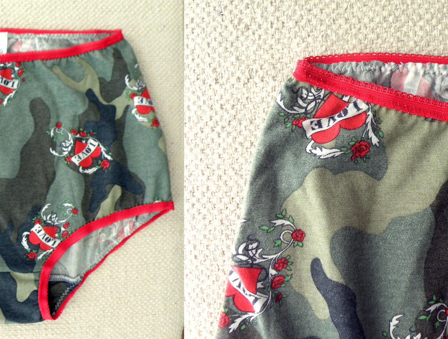 High waist panties - Tattoo print panties.Rockabilly lingerie. Retro underwear.retro panties.pin up panties.lace panties