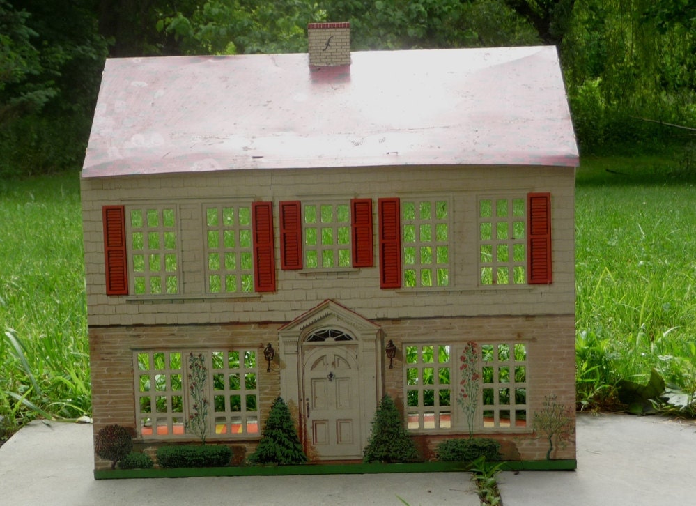 Clearance Vintage Tin Litho Dollhouse 1940's National Can Company