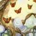 Fantasy Fine Art Print - 5x7 - The Butterfly Tree - whimsical, secret garden, nature, green, paradise