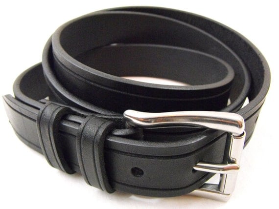 1 1/4 American made leather belt Stainless steel buckle Black latigo men women saddle groove