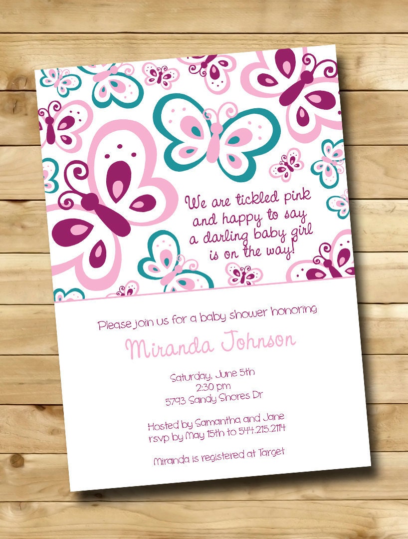 Butterfly Baby Shower Invitation or Birthday Invitation