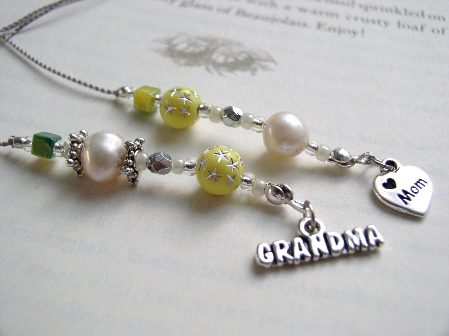 You Are My Sunshine Bookmark - Yellow, Silver, and Pearl Beaded Book Thong for Mom or Grandma