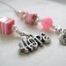 HOPE Pink and White Book Thong - Elegant Beaded Bookmark in with Hand-Stamped Silver Breast Cancer Awareness Ribbon Charm