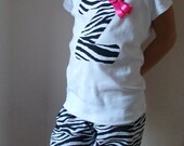 Boutique Zebra Print Ruffle Pants with Initial Shirt